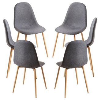 Regalos Miguel Packs Sillas Comedor - Pack 6 Sillas Teok Tela - Gris Oscuro