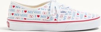 Valentino Garavani Valentino Garavani And Vans Low-Top Trainer In Valentino Vans Love Print Fabric Woman WHITE/ROUGE PUR/SKY BLUE 34.5