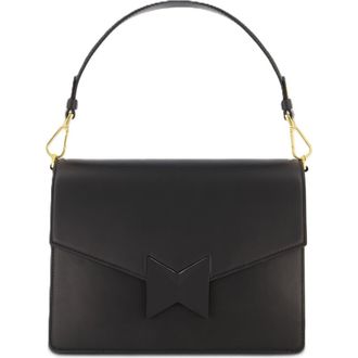 Mac Duggal Classic Leather Medium Size Shoulder Bag in Black at Nordstrom