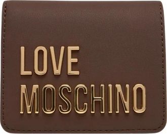 Love Moschino Kleine Portemonnee met Logo - Dames - Portefeuilles - Bruin - ONE Size - Polyester - Accessoires
