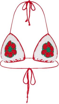 Brunna.Co The Poppy Crochet Bikini Top in Red at Nordstrom, Size Medium