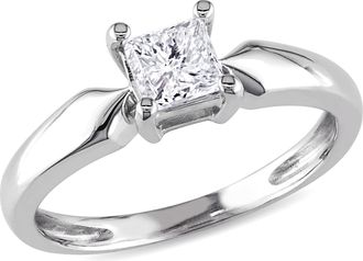 Mimi & Max 1/2ct TW Princess Cut Diamond Solitaire Ring 14k White Gold