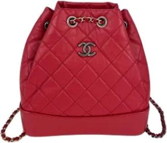 Chanel Pre-owned Leather backpacks - Dames - Vintage Rugzakken - Rood - ONE Size - Leer - Vintage