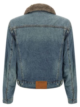 Alexander Wang Eco-Fur Collar Denim Jacket - Blue