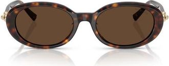 Tiffany & Co. 54mm Oval Sunglasses in Havana /Light Brown at Nordstrom