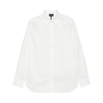 Emporio Armani Formal Shirts, male, White, Size: 3XL Long Sleeve Polo-Collar Shirt