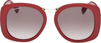 Max Mara 55mm Round Sunglasses in Shiny Bordeaux /Smoke at Nordstrom