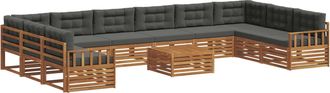 vidaXL Set Divani 11 Pz Naturale E Antracite Legno Di Acacia Massello Vidaxl