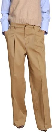Mason's Broeken, Dames, Beige, L, Katoen, Wijde Pijp Chino Broek in Beige