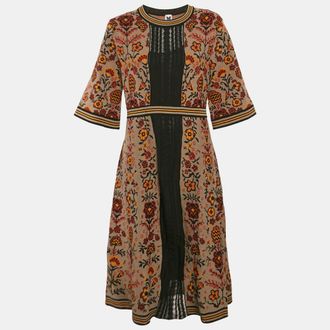 M Missoni Brown Floral Knit Midi Dress