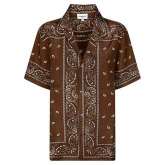 P.A.R.O.S.H. Shirts, female, Brown, Size: S Camicia MM Stampa Bandana