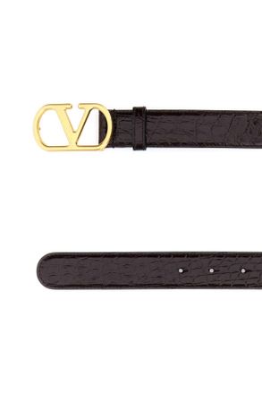Valentino Garavani Womens Brown Leather Vlogo Belt Oakbrown Cinture