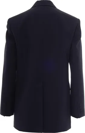 Max Mara Womens Single-Breasted Blazer Blue Virgin Wool Jacket