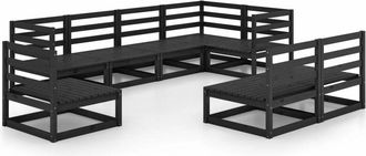 vidaXL Vidaxl - Juego De Muebles De Jard&iacute;n 8 Piezas Negro Madera Maciza Pino
