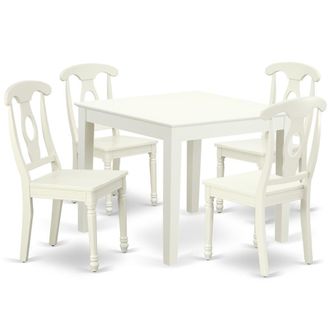East West Furniture Dining Room Set Linen White, OXKE5-LWH-W