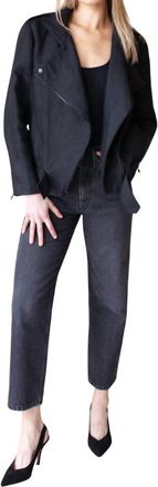 Emerson Fry Linen Moto Jacket In Black