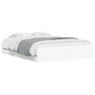 Berkfield Home Modern Bed Frame with Drawers without Mattress White 140x200 cm