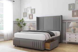 Comfort Beds Elise Dumfries Divan Base 2 Drawers - 54 Wingback-Footboard in Light Grey | Size: Super King
