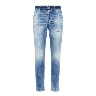 Dsquared2 Mens Light Scarface Wash Cool Guy Jeans Navy Blue Cotton - Size 36 (Waist)