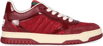 Gucci Lage sneakers met GG-stofinzetten - Dames - Sneakers - Rood - 36 EU - Leer - Schoenen