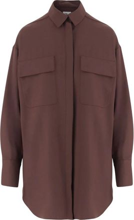 Ql2 Quelledue Stretch Wool-Blend Shirt - Dames - Overhemden - Bruin - 2XL - Wol - Overhemden