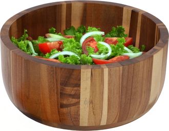 MegaChef 10.5 Inch Large Acacia Wood Salad Bowl