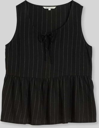 Tom Tailor Denim Regular Fit Blusentop aus Viskose-Leinen-Mix in Black, Gr&ouml;&szlig;e XS