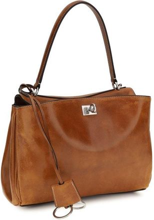 Balenciaga Womens Rodeo Shoulder Bag Brown Lamb Ovis Aries