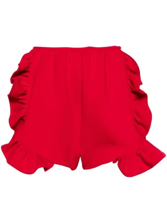 Ioana Ciolacu Peony ruffled jersey shorts - Red