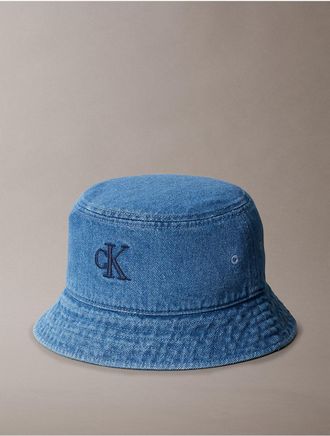 Calvin Klein Jeans Calvin Klein Mens Monogram Denim Bucket Hat - Blue - OS
