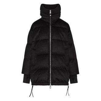 Duno Winter Jackets, female, Black, XS, Long Puffer Jacket Brown Ebony