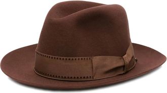 Borsalino Hut fedora hoed met gestikt lint - Bruin