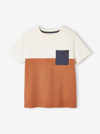 Vertbaudet T-shirt gar&ccedil;on coloblock manches courtes orange