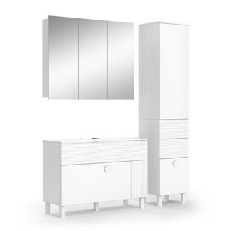 Vicco Conjunto De Muebles De Ba&ntilde;o Sola, Blanco, 3 Partes, Con Mueble Alto