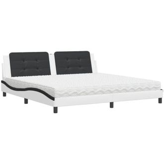 vidaXL Vidaxl - Cama Con Colch&oacute;n Cuero Sint&eacute;tico Blanco Y Negro 200x200 Cm