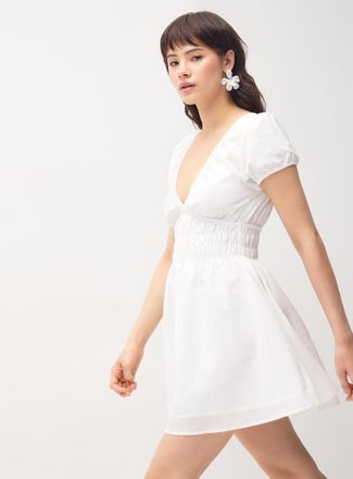 Twik Womens Smocked poplin minidress