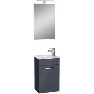 Vitra Mia Mobile lavabo 39x61x28 cm per bagno con specchio, lavabo e illuminazione a led, Antracite lucido (MIASET40A) - Vitra