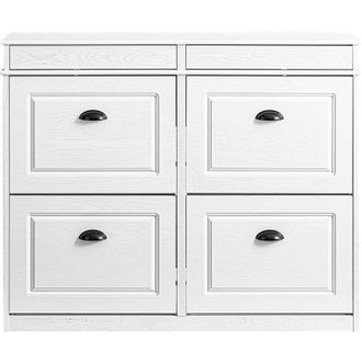 SoBuy SoBuy Shoe Cabinet Storage 4 Flip-Down Doors Shoe Cabinet Entrance, Shoe Cabinet Stores 16 Pairs of Shoes for Hallway Entrance 103x23x82cm Weathered