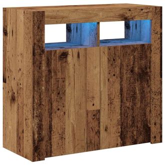 vidaXL Vidaxl - Aparador Con Luces Led Madera Ingenier&iacute;a Envejecida 80x35x75 Cm
