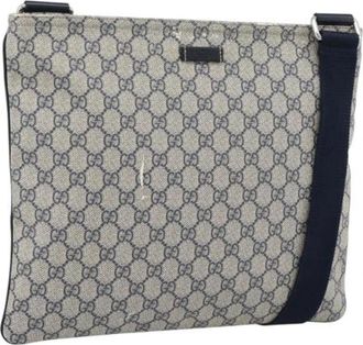 Gucci Pre-owned Vintage GG Canvas Shoulder Bag - Dames - Vintage Schoudertas - Blauw - ONE Size - Leer - Vintage
