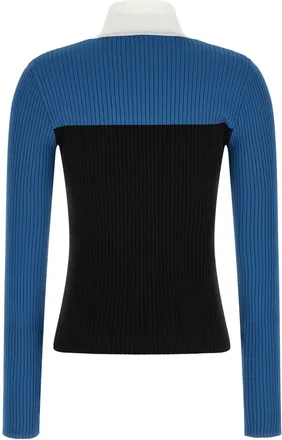 Courr&egrave;ges Tricolor Color-Block Ribbed Sweater - Blue