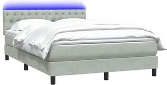 vidaXL Cama Box Spring Con Colch&oacute;n Terciopelo Gris Claro 160x220 Cm Vidaxl