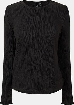 Pieces Womens Relaxed Fit Short Sleeve Crew Neck Blouse - Black - Size: 10