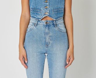 Rolla's Dallas Denim Vest In Chloe Vintage Blue Wash