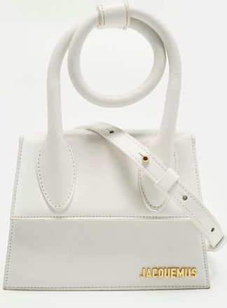 Jacquemus Le Chiquito Noeud White Leather Top Handle Bag
