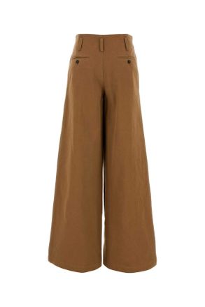 Chlo&eacute; Womens Brown Cotton Wide-Leg Pant Mustardbrown Exterior: Pantaloni