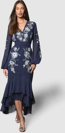 Coast Embellished High Low Maxi Dress in Navy at Nordstrom, Size 10