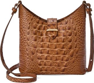 Brahmin Small Gwynne Croc Embossed Leather Crossbody Bag in Cinnamon at Nordstrom