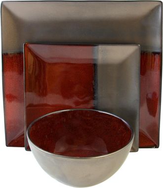 Gibson Home Decadence 12-Piece Square Dinnerware Set