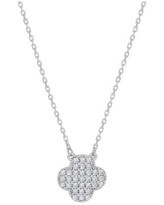 Suzy Levian Suzy Levian Silver Cz Clover Necklace